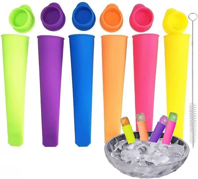 6Pcs Silicone Popsicle Molds Multicolor Popsicle Ice Pop Molds Baby Popsicle by Unknown