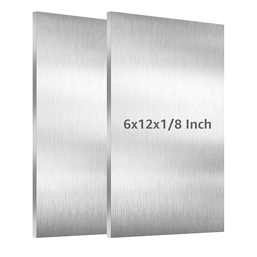 2 Pack 6061 T651 Aluminum Sheet Metal 6" x 12" x 1/8" (0.125") Rectangle Metal Plate Covered with Protective Film, 3mm Flat Aluminum Plate for Crafting and Industry