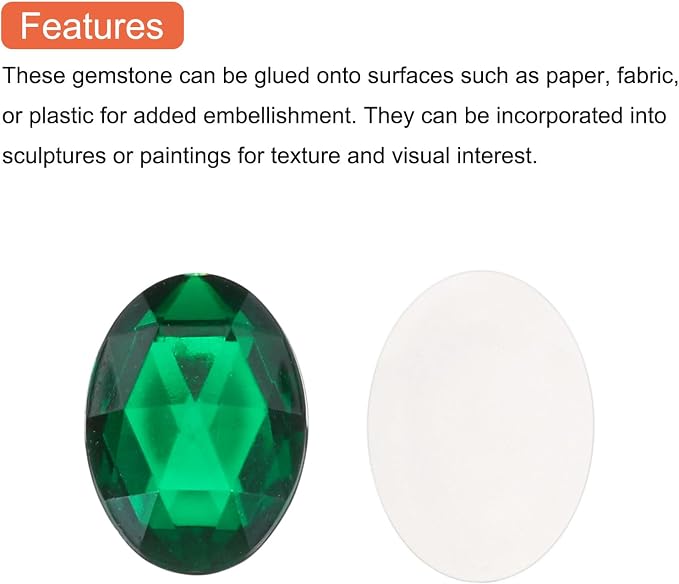 MECCANIXITY 10Pcs Acrylic Oval Gems 30x40 mm Flat Back Artificial Rhinestones - Image 4