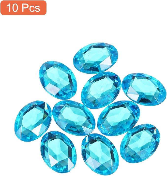 MECCANIXITY 10Pcs Acrylic Oval Gems 30x40 mm Flat Back Artificial Rhinestones - Image 3
