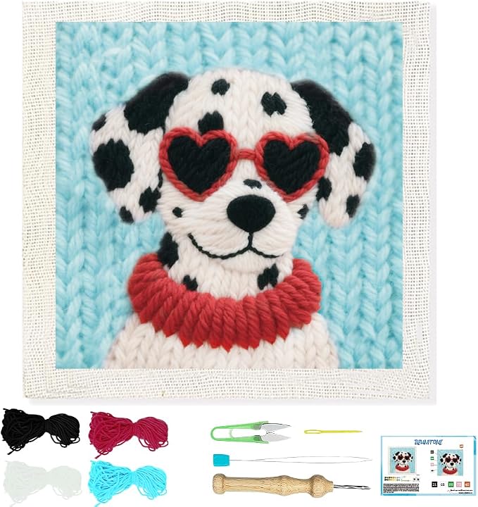 BEUNITONE Dog Punch Needle Kit for Beginners, Animals Starter Embroidery Kits by BEUNITONE
