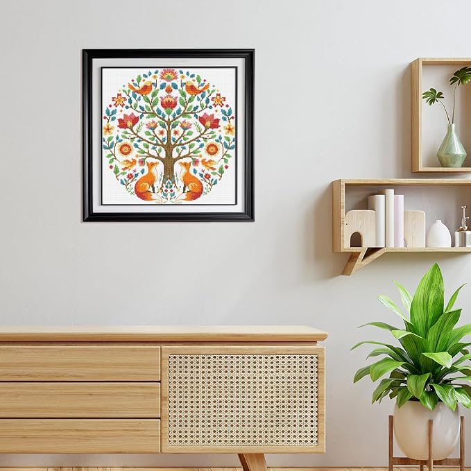 FREEBLOSS 11CT Cross Stitch Kits Tree of Animals Pattern Stamped Cross Stitch - Image 5