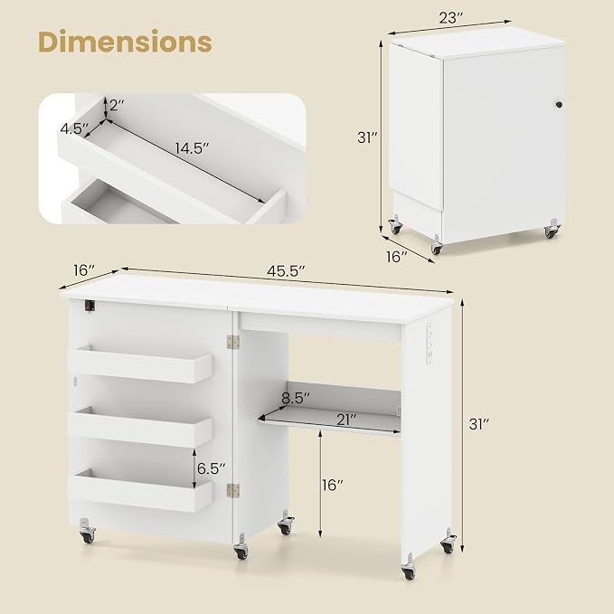 Giantex Folding Sewing Table - Image 3
