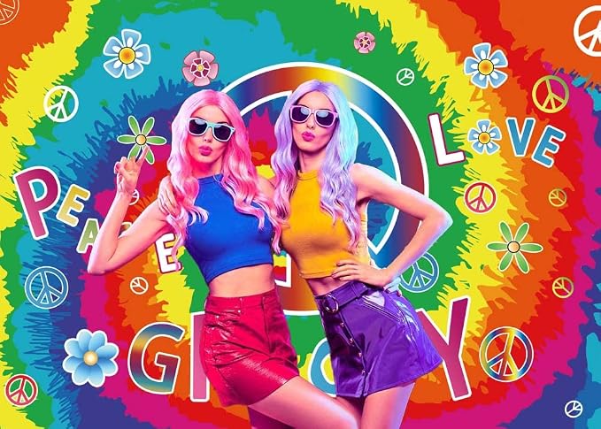 8X6FT 60's Hippie Theme Backdrop Peace Love Photography Background - Image 3