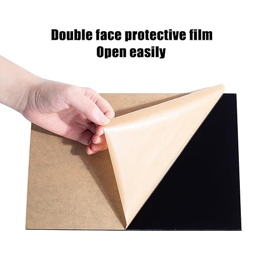2 Pcs Black Acrylic Sheets for Laser Cutting 3mm 1/8 in Thick 8×12in Hard Acrylic Sheets with Protective Paper for Handcrafts Signs