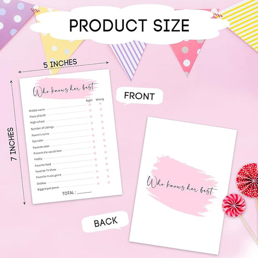Who Knows The Birthday, Birthday Party Games, Birthday Party Activity Favor, Set of 20 Games Cards, Birthday Supplies, Activity, Decorations -B03