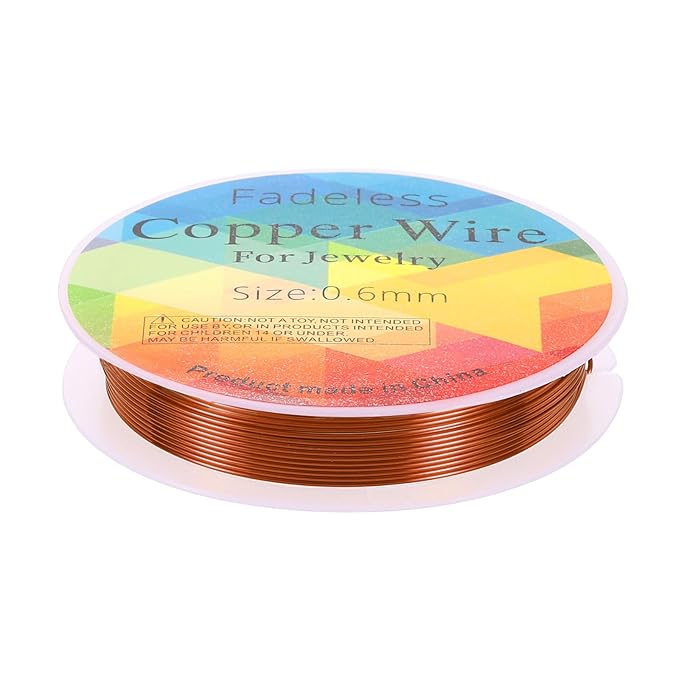 HARFINGTON 13ft Jewelry Wire, 22 Gauge (0.6mm) Brass Craft Soft Metal Tarnish Resistant Copper Beading Wire for Jewelry Making Supplies Crafting, Coffee