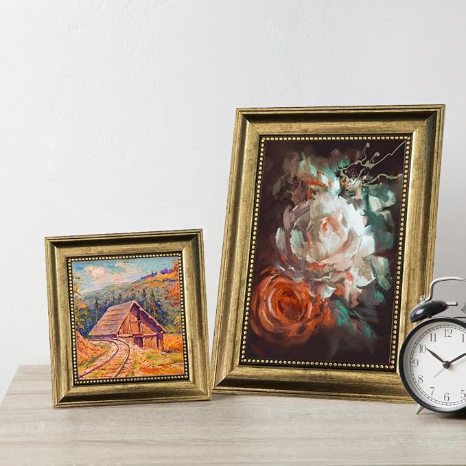 4x6 Picture Frame with Real Glass, 4 set Ornate Vintage Picture Frames - Image 5