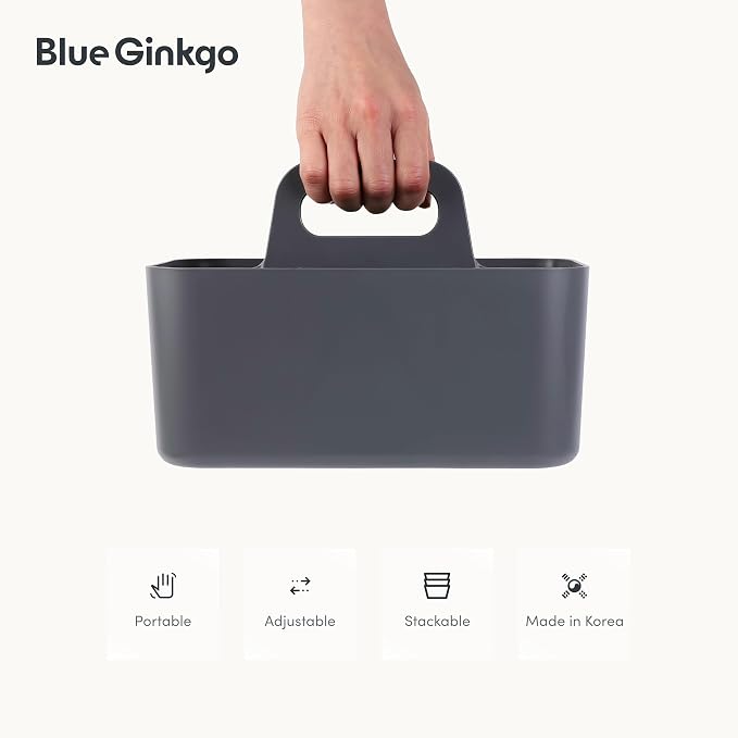 BLUE GINKGO Stackable Organizer Caddy, Dark Grey, Made in Korea | Portable. - Image 5