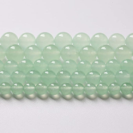 8mm 46pcs Natural Green Jade Chalcedony Beads Energy Healing Power Stone Beads for Jewelry Making Round Loose Beads DIY Bracelet 15" (Green Jade, 8mm)