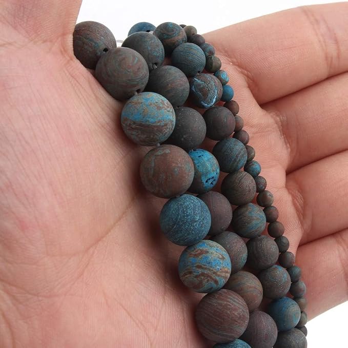 6mm Blue Pattern Jasper Bead, 15-Inch Matte Round Loose Stone Beads - Image 8