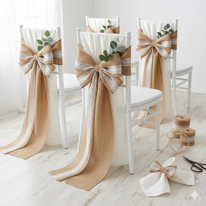 3 Pack - 90 feet Burlap Ribbon 5" x 10 Yards Natural Jute 5 Inch 30ft roll (Natural, 5 Inch X 10 Yards) Total 30 Yards