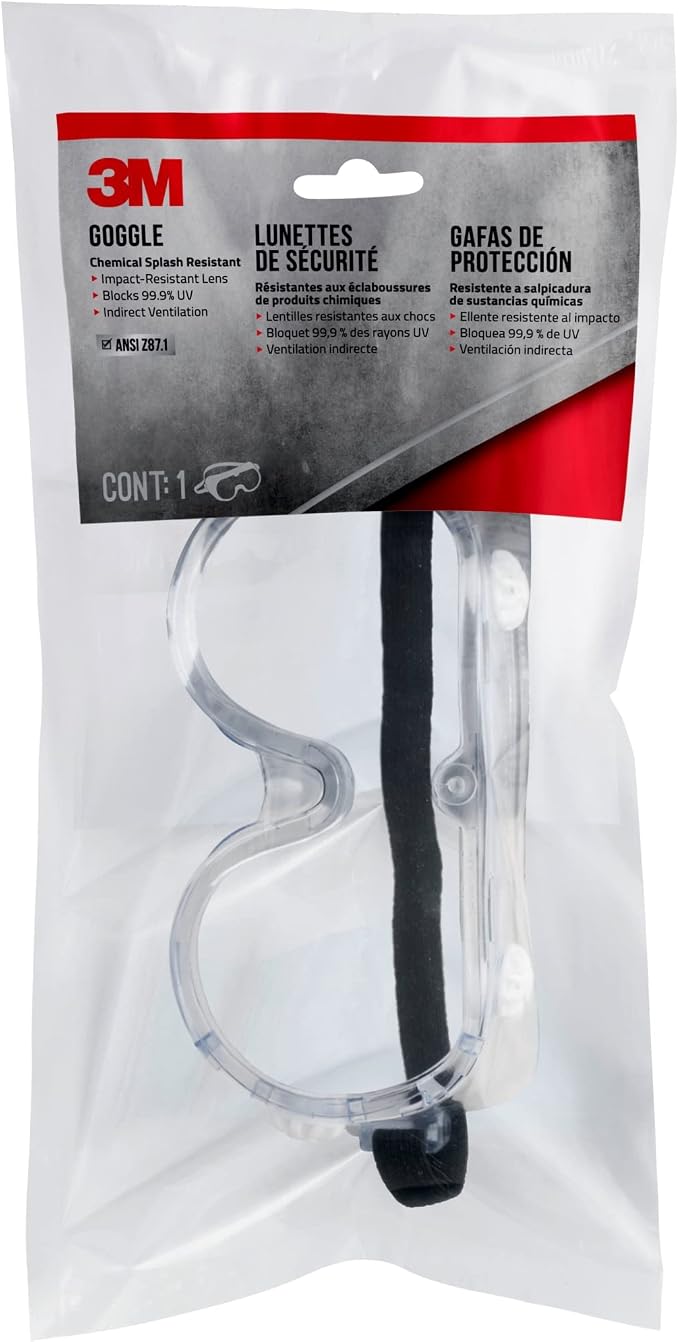 3M Chemical Splash Goggles, Impact Resistant, 99.9% UV Block, Scratch Resistant - Image 2