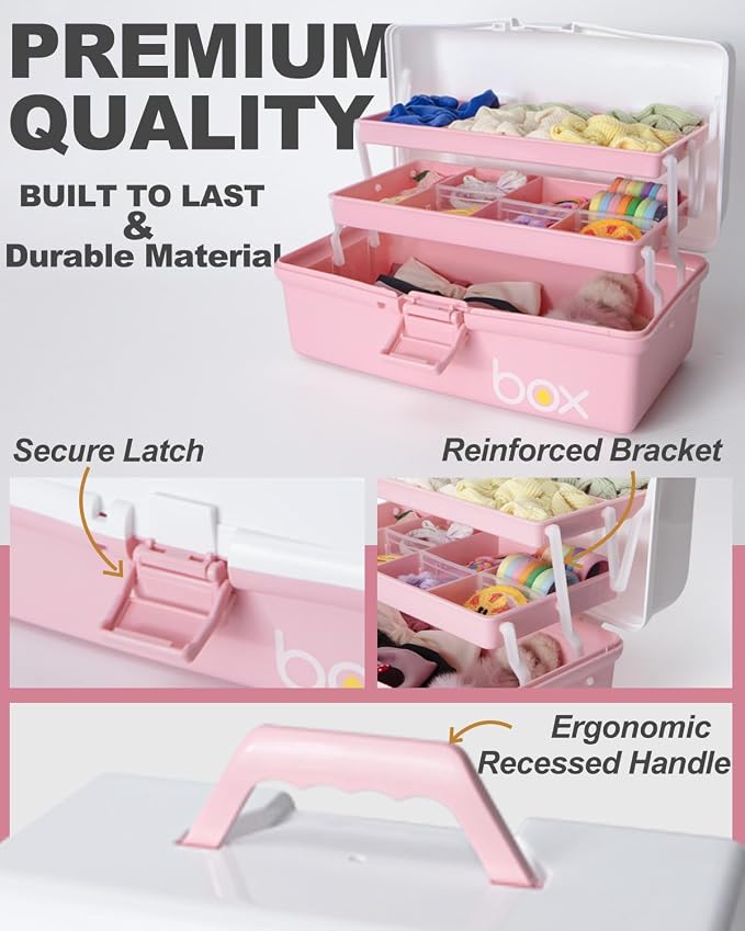 TERGOO 12in 3-Layer Plastic Craft Organizers and Storage, Portable Folding - Image 3