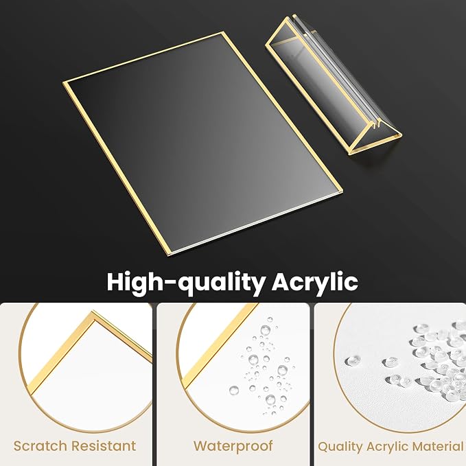 6 Pack Acrylic Sign Holder 5X7 Double-Sided Gold Frames | Gold Picture Frames - Image 4