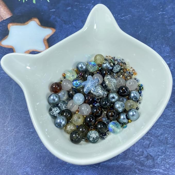 Assorted Glass Resin Beads Multi Size Colors Smooth Cracked Gravel Millet Spacer Beads for Bracelets Necklace Earring DIY Jewelry Making Craft(Smoke Gray Series)