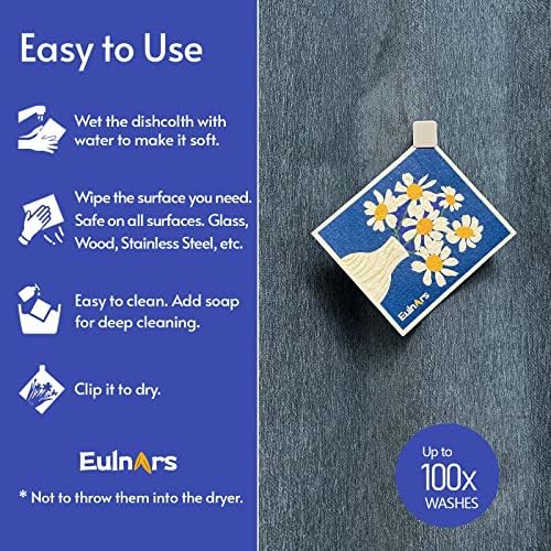Eulnars Swedish Dishcloths for Kitchen, 8 Pack Reusable Paper Towels - Image 6