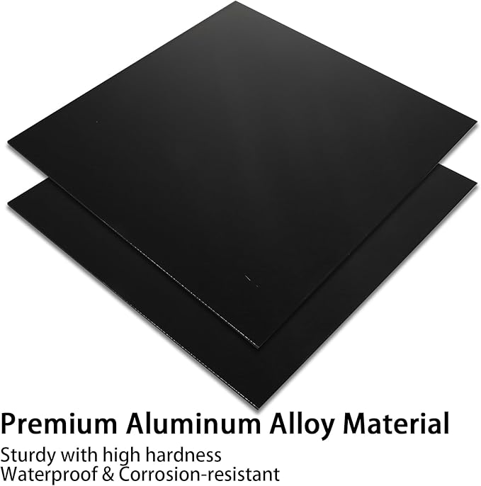 2 Pack 12 x 12 x 1/8 (0.12") Inch 5052 Anodized Aluminum Sheet, 3 mm Thick Black Laser Engraving Blanks, Anodized Aluminum Metal Plate for Crafting Printing