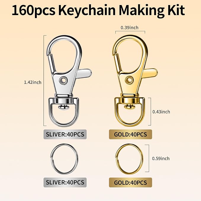 LEOBRO 160PCS Lobster Claw Clasps and Key Rings, Keychain Making kit, Keychains - Image 2