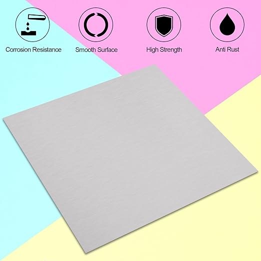 2Pcs 430 Stainless Steel Sheet Metal 8" x 8" x 1/32" Inch Metal Plates for Magnetic Mount Board Wall 20GA(0.80MM) 430 Stainless Steel Shim Stock Plates Metal Sheets for Crafting, Kitchen, Office