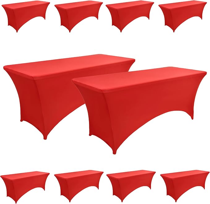 10-Pack 6ft Red Spandex Table Covers by Unknown