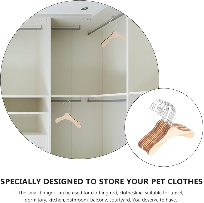 Wooden Dog Hangers 8.66 Inch Small Pet Hangers Wear-Resistant Solid Wood - Image 4