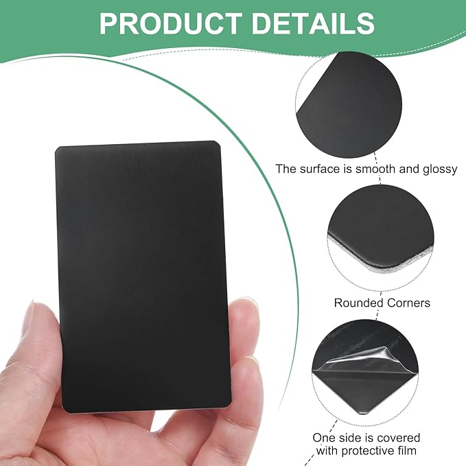 20-Pack Anodized Aluminium Laser Engraved Mount Metal Plate 3x2x0.03 Inch Engraver Blank Anodized Aluminum Sheets for DIY Laser Printing/Home/Office[Black]