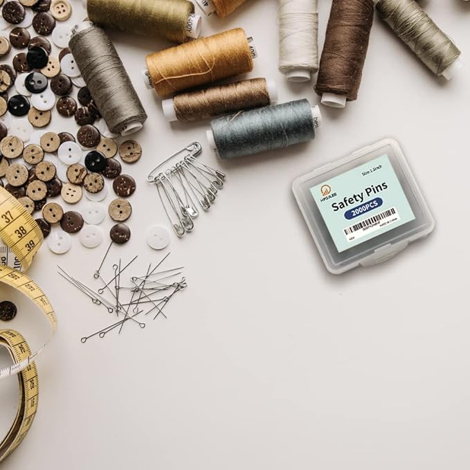2000Pcs Assorted Safety Pins - 1.1 Inch Rust-Resistant Steel Wire Silver Sewing Pins for Clothes, Small 1 Inch Bulk for Crafts Use