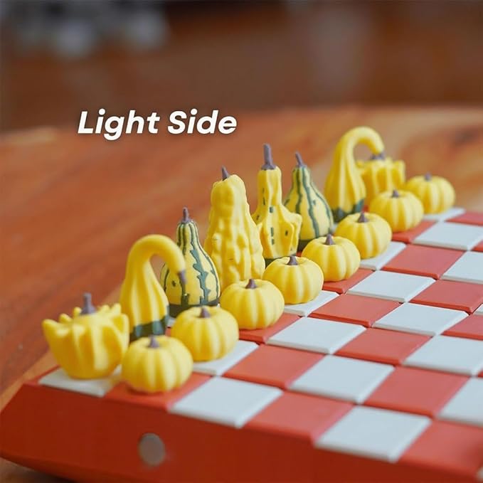 Pumpkin Board Game Set,Magnetic Pumpkin Chess Expansion Pack Gourd Games,3D Printing Portable Checkers with Checkers Board,Dice Tower,Card Storage,Dice Storage,and Boards,Christmas Decor Gift(#2)
