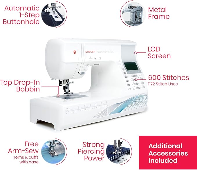 SINGER Quantum Stylist 9960 Computerized Sewing & Quilting Machine – Metal - Image 3