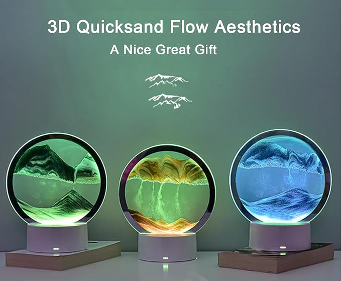 Moving Sand Art Lamp, 3DMoving Sand Art, Quicksand Bedside Lamp, Creative Glass - Image 4