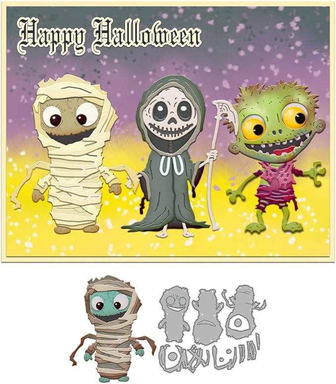 Halloween Clear Silicone stampReusable Stamp with Pumpkins, Skulls, Bats, Santa Claus, and Holiday Designs. Used for Making Cards, scrapbooks, and DIY templates (Halloween Mummy)