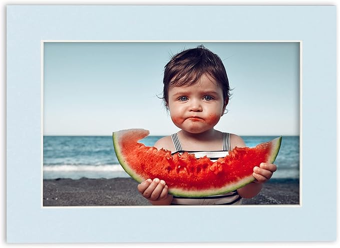 11x14 Mat for 8.5x11 Photo - Precut Baby Blue Picture Matboard for Frames 11 x 14 Inches - Bevel Cut to Display Art 8.5 x 11 Inches - Acid Free Pack of 100 MATS with Backing Boards & Clear Bags