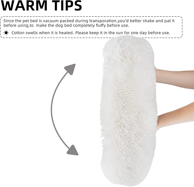 White Faux Fur Cat & Dog Beds 20 inches - Image 3