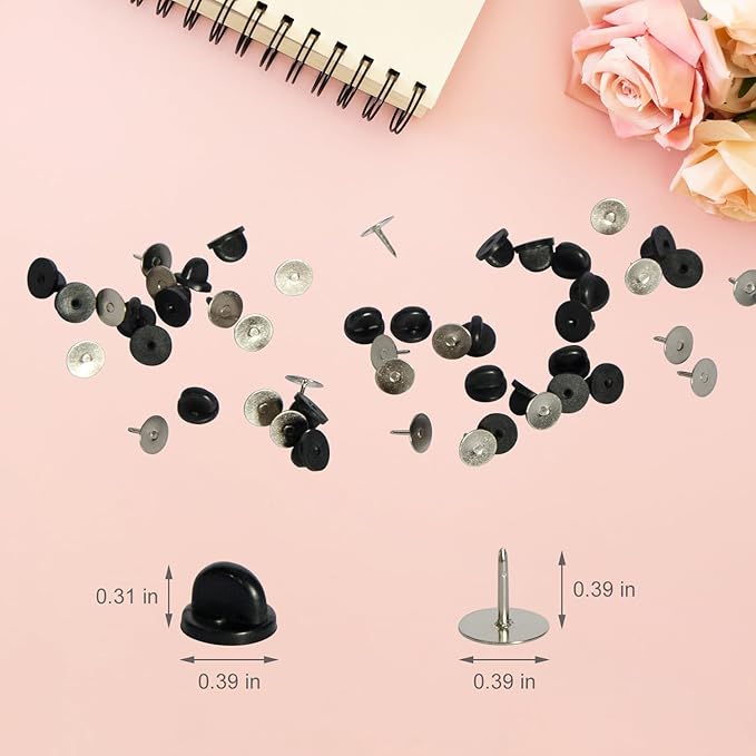 60 Pairs Rubber Pin Backs, 9mm×10mm Butterfly Clutch Backings, Craft Making Blank Pins Holder & Tie Tacks Keepers for Lapel Enamel Pins (60)