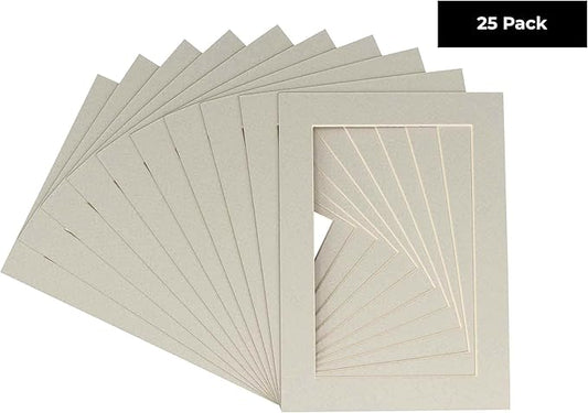 11x14 Mat for 8.5x11 Photo - Precut Grey Picture Matboard for Frames Measuring 11 x 14 Inches - Bevel Cut Matte to Display Art Measuring 8.5 x 11 Inches - Acid Free Pack of 25 MATS