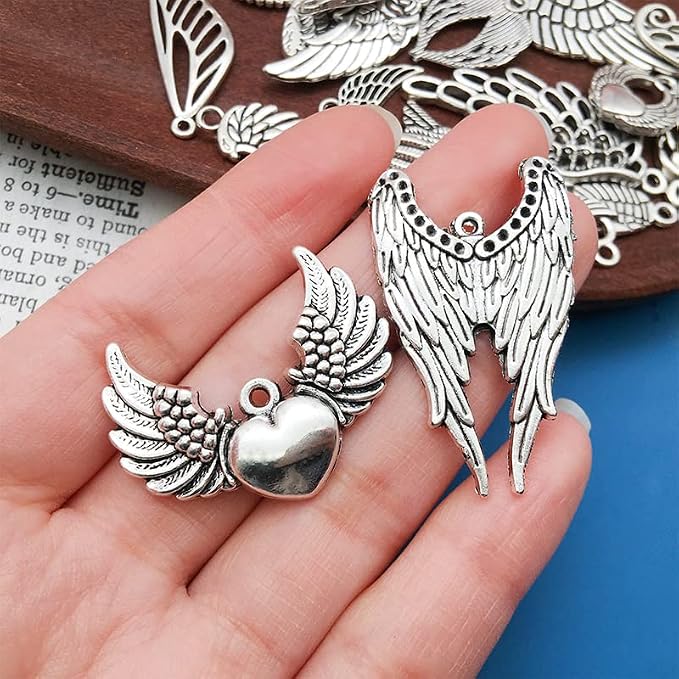 WOCRAFT 120pcs Antique Silver Wing Charms - Image 5