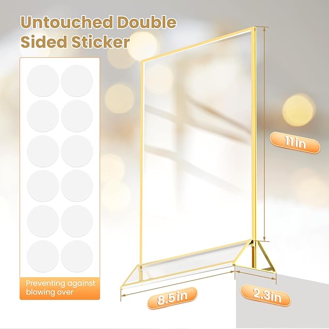 Acrylic Sign Holder 8.5X11 Gold Frames Double-Sided Gold Picture Frames - Image 2