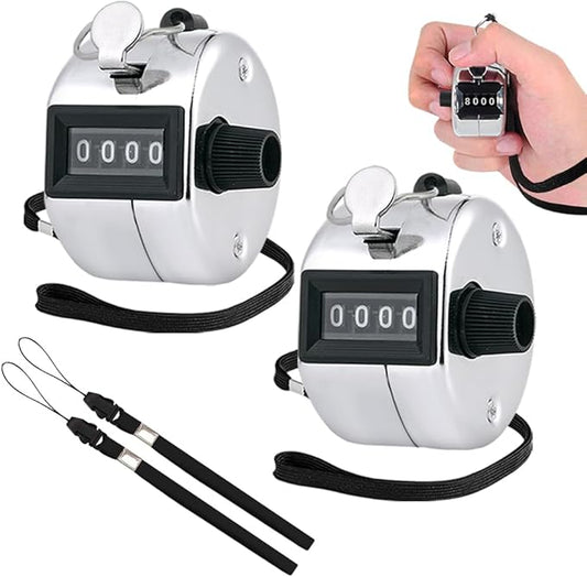 2pcs Tally Counters, 4 Digit Number Resettable Clicker Counter with Nylon Lanyard, Lap Number Counting Clicker for Coaching Knitting Golf Baseball Event, Manual Pitch Counter Clicker with Finger Ring