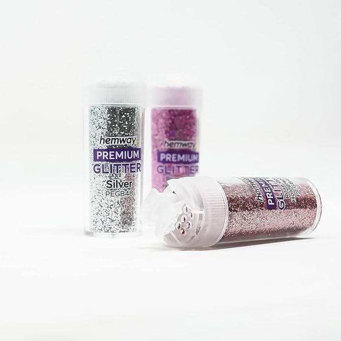 Hemway Polyurethane & Epoxy Resin Glitter Box (Pack of 54) | Fine Metallic Flakes Shaker Set for Arts & Crafts | Assorted Colour Craft Supplies for Making Cards, Jewellery, Tumblers & Coasters