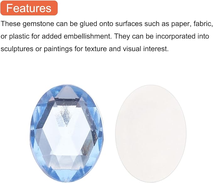 MECCANIXITY 10Pcs Acrylic Oval Gems 30x40 mm Flat Back Artificial Rhinestones - Image 4