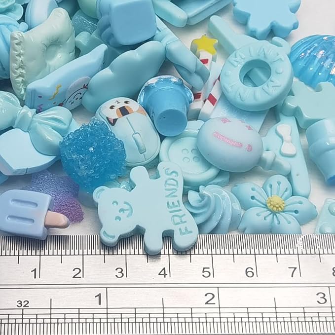 Chenkou Craft 50pcs Lots Mix Assorted Baby-Blue Craft DIY Flatbacks Resin Flat - Image 3