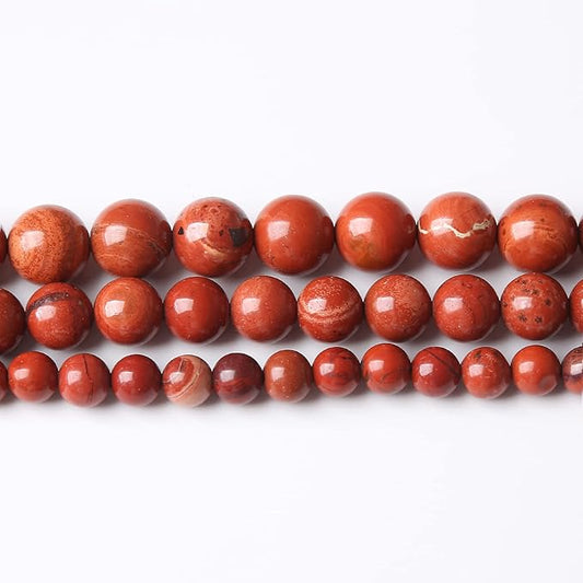 48PCS 8MM Red Jasper Stone Beads Round Loose Beads for Jewelry Making DIY Energy Stone Healing Power Bracelet 15in