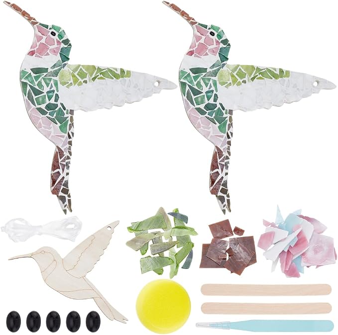 WEBEEDY 2 Sets Hummingbird Mosaic Tiles Kit by WEBEEDY