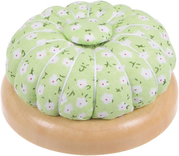 HARFINGTON 2pcs Pin Cushions Sewing Needle Cushion Needle Holder Pincushions with Magnetic Wooden Base for Sewing Quilting Needlework DIY Crafts, Green White Red