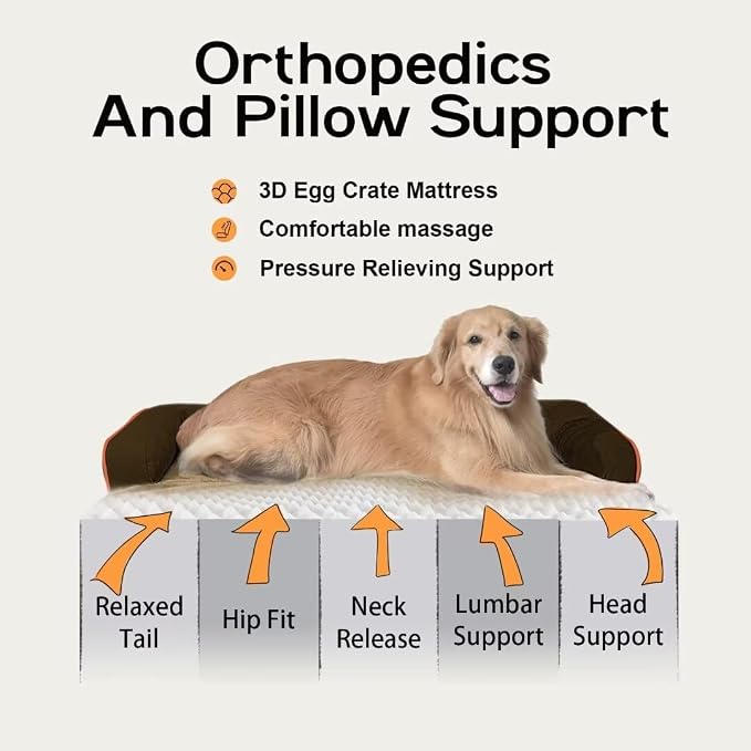Large Dog Bed Orthopedic Washable: Extra Brown XL XLarge Big Dog Bed - Image 2