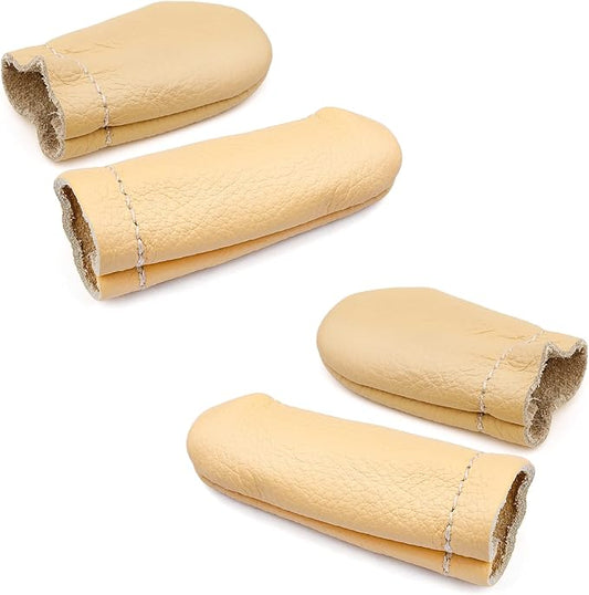 2 Pairs Leather Finger Protector Needle Felting Knitting Finger Thimble Guards Tools for Hand Craft Sewing Needlework Handmaking(Random Color)