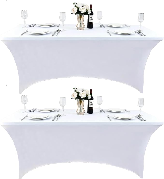 2-Pack 4ft White Spandex Table Covers by Unknown