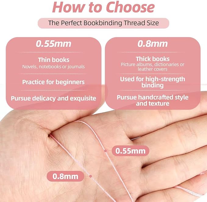 Natural Waxed Thread, 0.55mm/0.8mm, Wax Thread for Handcrafted Wrapping, Sewing, Bookbinding, Leather Threads, Beginners Craft DIY, Hemp Cord (Rose/Lilac/Mauve, 0.55mm/33 Yards)