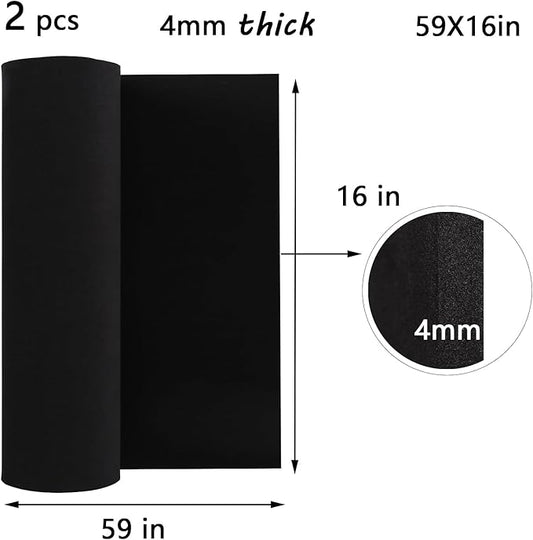 2Pcs EVA Foam 4mm, Cosplay Foam 16x59 inch Black, High Density 90 kg/m³, for Craft Projects Cosplay Costumes, Fake Weapons, Decorations, Christmas, Easter, Thanksgiving, etc.